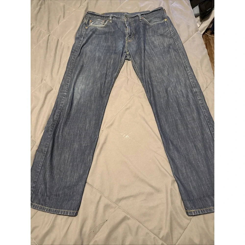 Levis 569 Loose Straight Dark Wash Blue Denim Jeans Men's 34x34 (Fitz 36x32) - Picture 3 of 9